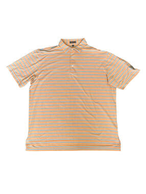 Peter Millar Summer Comfort Men's Golf Polo Shirt Size XL Orange Blue Stripe